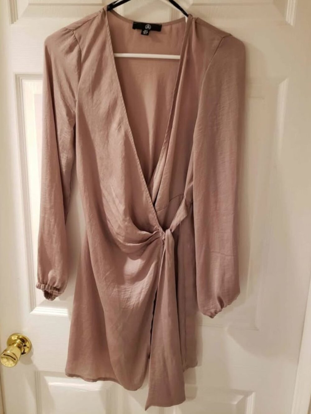 Blush Satin Wrap Dress